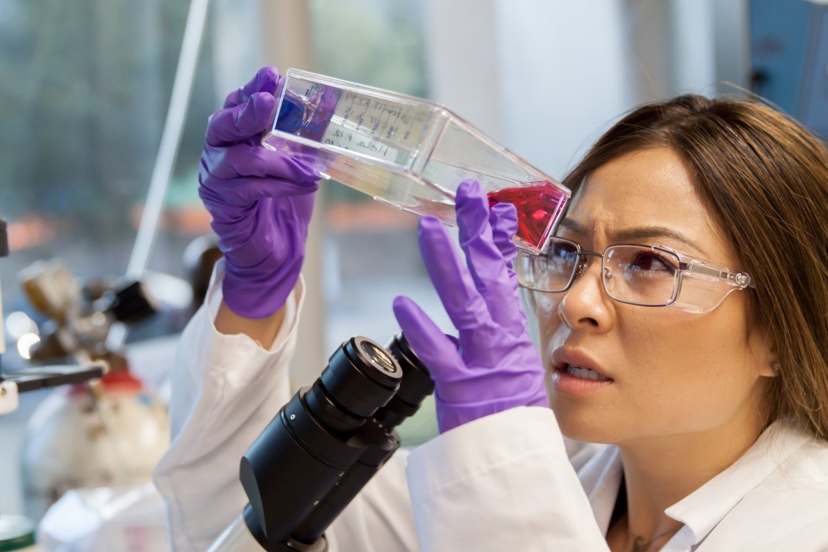 Process scientist working with cell culture media