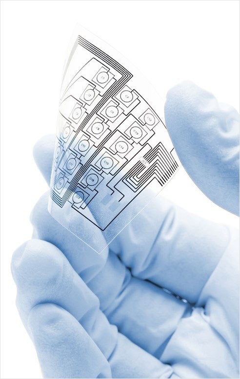 Organic integrated circuit printed on thin plastic film