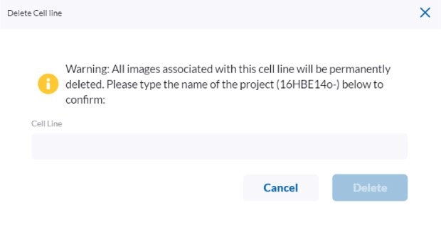 Deleting all data associated with a cell line from the Millicell® DCI Digital Cell Imager