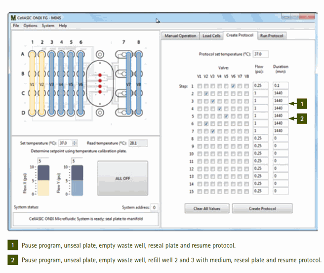 Software interface for creating automated protocol for pressuredriven cell loading followed by long-term perfusion culture