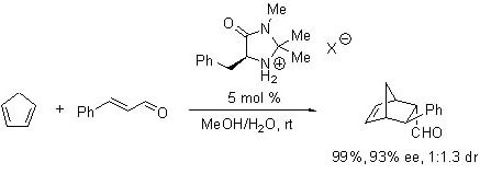 highly enantioselective organocatalytic Diels-Alder reaction using (5S)-2,2,3-trimethyl-5-phenylmethyl-4-imidazolidinone monohydrochloride 