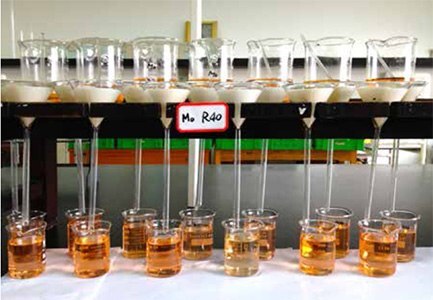 Retention of lead molybdate precipitate using Whatman™ Grade 40 filter paper.