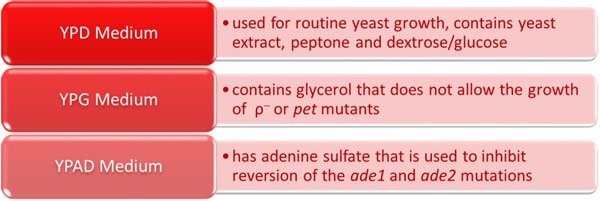 Diagram showing the classification of complex yeast growth media