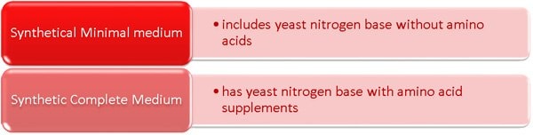 Diagram showing the classification of synthetic yeast growth media