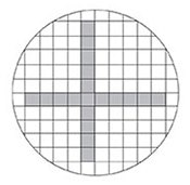 Double-diameter counting plan (count particles in shaded areas).