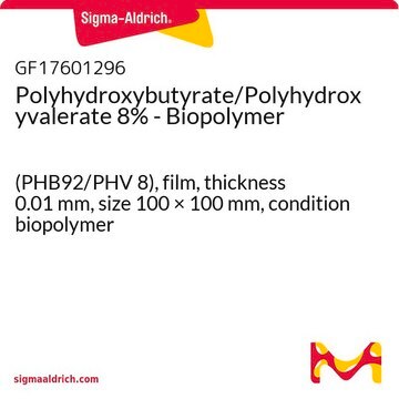 Polyhydroxybutyrate/Polyhydroxyvalerate 8% - Biopolymer (PHB92/PHV 8), film, thickness 0.01&#160;mm, size 100 × 100&#160;mm, condition biopolymer