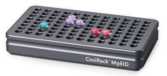 Corning&#174; CoolRack&#174; M96, capacity 96 x 1.5 or 2 mL microfuge tubes with A-H and 1-12 row and column Indexing, gray