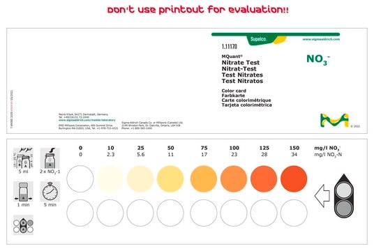 Nitrate Test colorimetric, 10-150&#160;mg/L (NO3-), for use with MQUANT&#174;