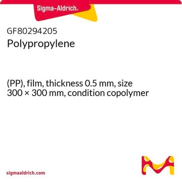 Polypropylene (PP), film, thickness 0.5&#160;mm, size 300 × 300&#160;mm, condition copolymer