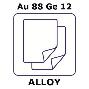 Gold/Germanium eutectic foil, Au 88%/Ge 12%, thickness 0.025&#160;mm, size 50 × 50&#160;mm