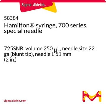 Hamilton&#174; syringe, 700 series, special needle 725SNR, volume 250&#160;&#956;L, needle size 22 ga (blunt tip), needle L 51&#160;mm (2&#160;in.)