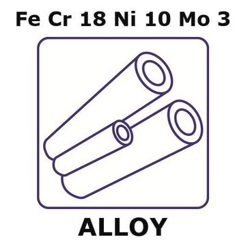 Stainless steel - AISI 316l tube, Fe/Cr18%/Ni10%/Mo 3%, outside diameter 2.1 mm, length 200 mm, wall thickness 0.25&#160;mm