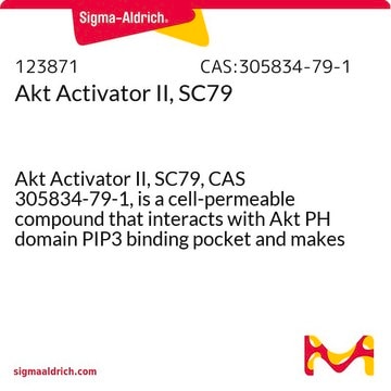 Akt Activator II, SC79 Akt Activator II, SC79, CAS 305834-79-1, is a cell-permeable compound that interacts with Akt PH domain PIP3 binding pocket and makes it more susceptible to phosphorylation by upstream Kinases.