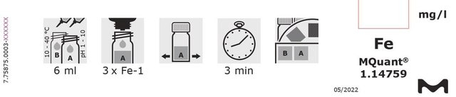 Iron Test colorimetric, 0.1-5&#160;mg/L (Fe), for use with MQUANT&#174;