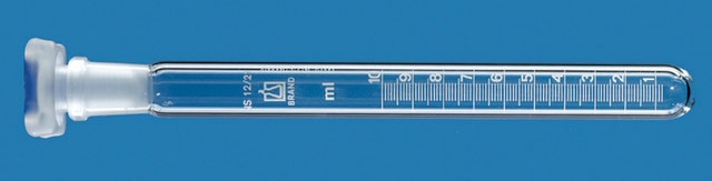 BRAND&#174; test tube, graduated, glass capacity 10&#160;mL, with PP-stopper NS 12/21