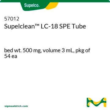 Supelclean&#8482; LC-18 SPE Tube bed wt. 500&#160;mg, volume 3&#160;mL, pkg of 54&#160;ea