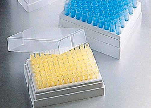 Corning&#174; universal fit pipet tips 1-200 &#956;L universal fit racked pipet tips, yellow, sterile, 10 racks/case, 960 tips/case