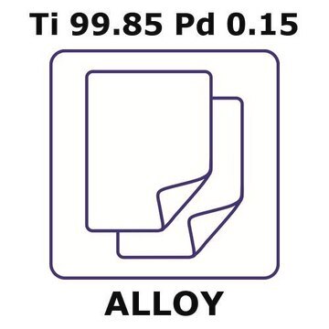 Titanium-palladium alloy, Ti99.85Pd0.15 foil, 150 x 150mm, 0.45mm thickness