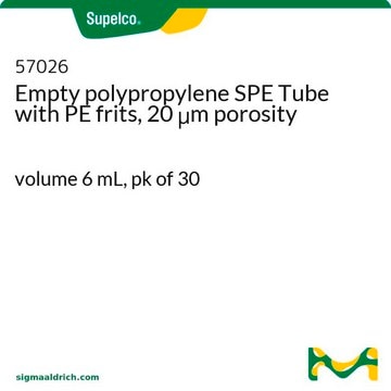 Empty polypropylene SPE Tube with PE frits, 20 &#956;m porosity volume 6&#160;mL, pk of 30