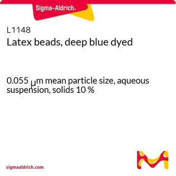 Latex beads, deep blue dyed 0.055&#160;&#956;m mean particle size, aqueous suspension, solids 10&#160;%