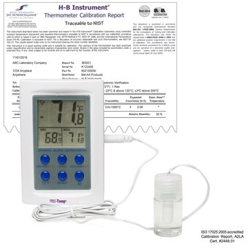 SP Bel-Art&#174; H-B Frio-Temp&#174; Calibrated Dual Zone Electronic Verification Thermometer temp. range at -50-70 °C (External), temp. range at 0-50 °C (Internal), -20°C Freezer Calibration