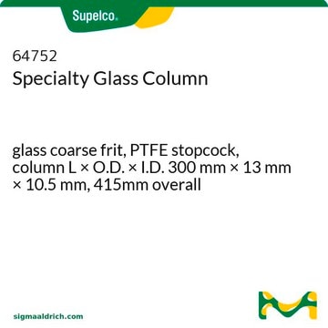 Specialty Glass Column glass coarse frit, PTFE stopcock, column L × O.D. × I.D. 300&#160;mm × 13&#160;mm × 10.5&#160;mm, 415mm overall