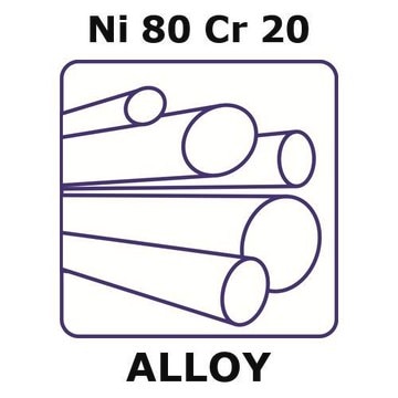 Nickel-chromium alloy, Ni80Cr20 200mm rod, 6.3mm diameter