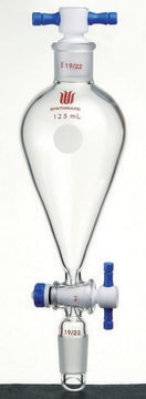 Synthware&#8482; Squibb-style separatory funnel with standard taper joints, PTFE stopcock and PTFE stopper 250 mL, joint: ST/NS 24/40, PTFE stopcock and glass stopper