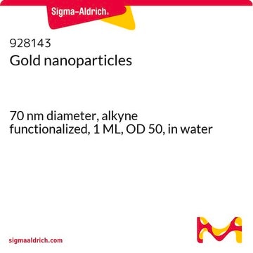 Gold nanoparticles 70&#160;nm diameter, alkyne functionalized, 1 ML, OD 50, in water