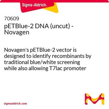 pETBlue-2 DNA (uncut) - Novagen Novagen&#8242;s pETBlue-2 vector is designed to identify recombinants by traditional blue/white screening while also allowing T7lac promoter based expression of target genes.