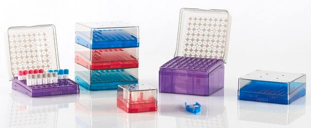 Arctic Squares&#174; Cryostorage Box Holds 25 x 2 mL tubes, red polycarbonate, pk of 8