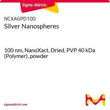 Silver Nanospheres 100&#160;nm, NanoXact, Dried, PVP 40 kDa (Polymer), powder