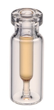 Interlocked vial with fused glass insert, crimp top volume 0.3&#160;mL, clear glass vial, Interlocked vial (with fused-in insert), crimp top, pkg of 100&#160;ea