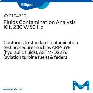 Fluids Contamination Analysis Kit, 230 V/50 Hz Conforms to standard contamination test procedures such as ARP-598 (hydraulic fluids), ASTM-D2276 (aviation turbine fuels) &amp; federal standard 791a (lubricants, liquid fuels &amp; related products)