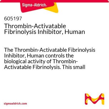 Thrombin-Activatable Fibrinolysis Inhibitor, Human The Thrombin-Activatable Fibrinolysis Inhibitor, Human controls the biological activity of Thrombin-Activatable Fibrinolysis. This small molecule/inhibitor is primarily used for Biochemicals applications.