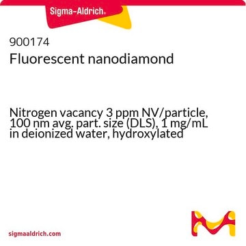 Fluorescent nanodiamond Nitrogen vacancy 3 ppm NV/particle, 100&#160;nm avg. part. size (DLS), 1&#160;mg/mL in deionized water, hydroxylated