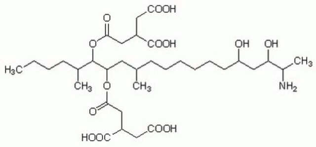 Fumonisin B2, Fusarium moniliforme Structural analog of Fumonisin B&#8321; that has higher cytotoxicity and specific binding to primary rat hepatocytes than fumonisin B&#8321;.