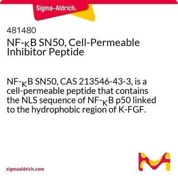 NF-&#954;B SN50, Cell-Permeable Inhibitor Peptide NF-&#954;B SN50, CAS 213546-43-3, is a cell-permeable peptide that contains the NLS sequence of NF-&#954;B p50 linked to the hydrophobic region of K-FGF. Inhibits translocation of the NF-&#954;B into the nucleus.