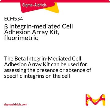 &#946; Integrin-mediated Cell Adhesion Array Kit, fluorimetric The Beta Integrin-Mediated Cell Adhesion Array Kit can be used for assessing the presence or absence of specific integrins on the cell surface.