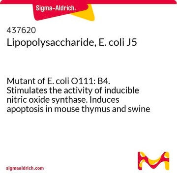 Lipopolysaccharide, E. coli J5 Mutant of E. coli O111: B4. Stimulates the activity of inducible nitric oxide synthase. Induces apoptosis in mouse thymus and swine lymphocytes.