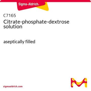 Citrate-phosphate-dextrose solution aseptically filled