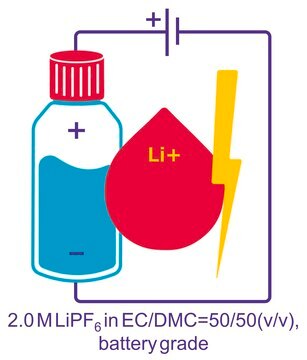 Lithium hexafluorophosphate solution in ethylene carbonate and dimethyl carbonate, 2.0 M LiPF6 in EC/DMC=50/50(v/v), battery grade