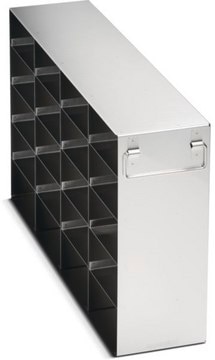 Eppendorf&#174; Side Access Stainless Steel Rack for CryoCube(R) F740 Upright Freezers including front and back handle for storage of 20 boxes up to 136x136x63 mm (2.5 inch boxes), 5-Compartment, external W × D × H (139&#160;mm) (569&#160;mm) (339&#160;mm)