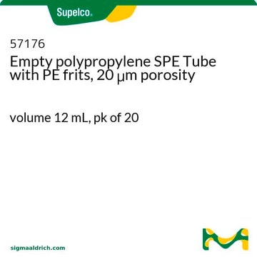 Empty polypropylene SPE Tube with PE frits, 20 &#956;m porosity volume 12&#160;mL, pk of 20