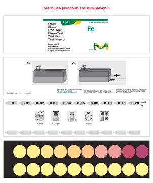 Iron Test colorimetric, 0.01-0.20&#160;mg/L (Fe), for use with MQUANT&#174;