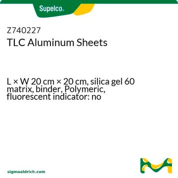 TLC Aluminum Sheets L × W 20&#160;cm × 20&#160;cm, silica gel 60 matrix, binder, Polymeric, fluorescent indicator: no