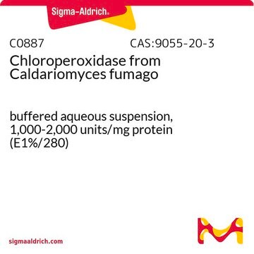 Chloroperoxidase from Caldariomyces fumago buffered aqueous suspension, 1,000-2,000&#160;units/mg protein (E1%/280)