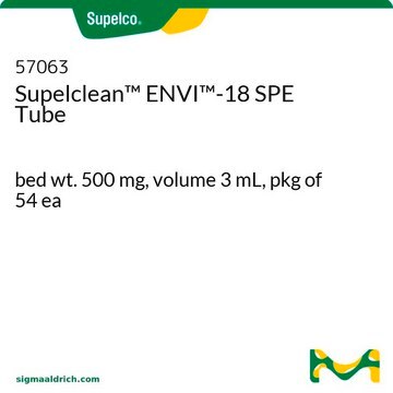 Supelclean&#8482; ENVI&#8482;-18 SPE Tube bed wt. 500&#160;mg, volume 3&#160;mL, pkg of 54&#160;ea