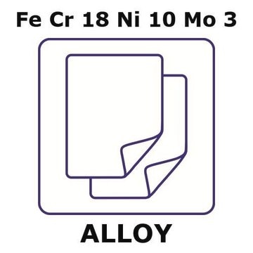 Stainless steel - AISI 316l foil, Fe/Cr18%/Ni 10%/Mo 3%, thickness 1.2&#160;mm, size 50 × 50&#160;mm, temper annealed