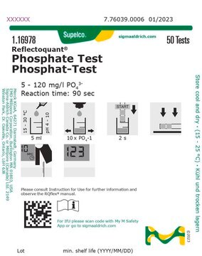 Phosphate Test reflectometric, 5-120&#160;mg/L (PO43-), for use with REFLECTOQUANT&#174;